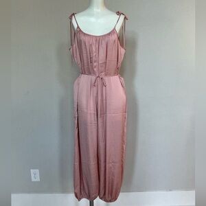 Victoria’s Secret Satin Tie Shoulder Jumpsuit in Dusty Rose